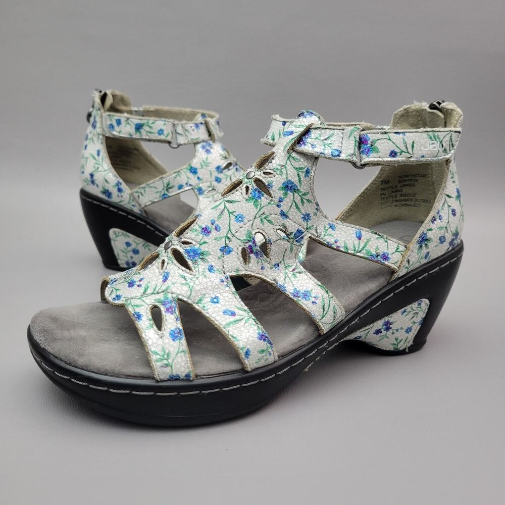 JBU Jambu Northstar Laser Cut Wedge Sandal Ditzy Floral Women Size 7
